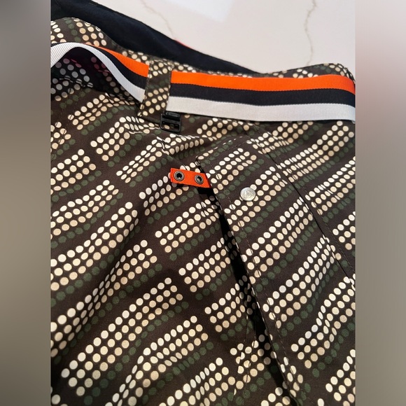 SECTION snow pants, olive green w/ white and tan dots, orange & pink accents, XL - Picture 11 of 12